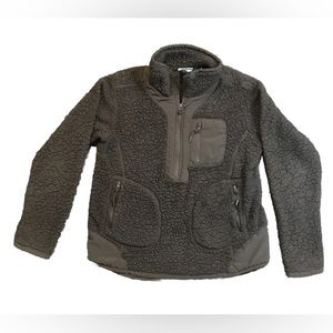 Zella Faux Shearling Pullover Jacket Mix it Up 1/2 Zip Gray Size Medium